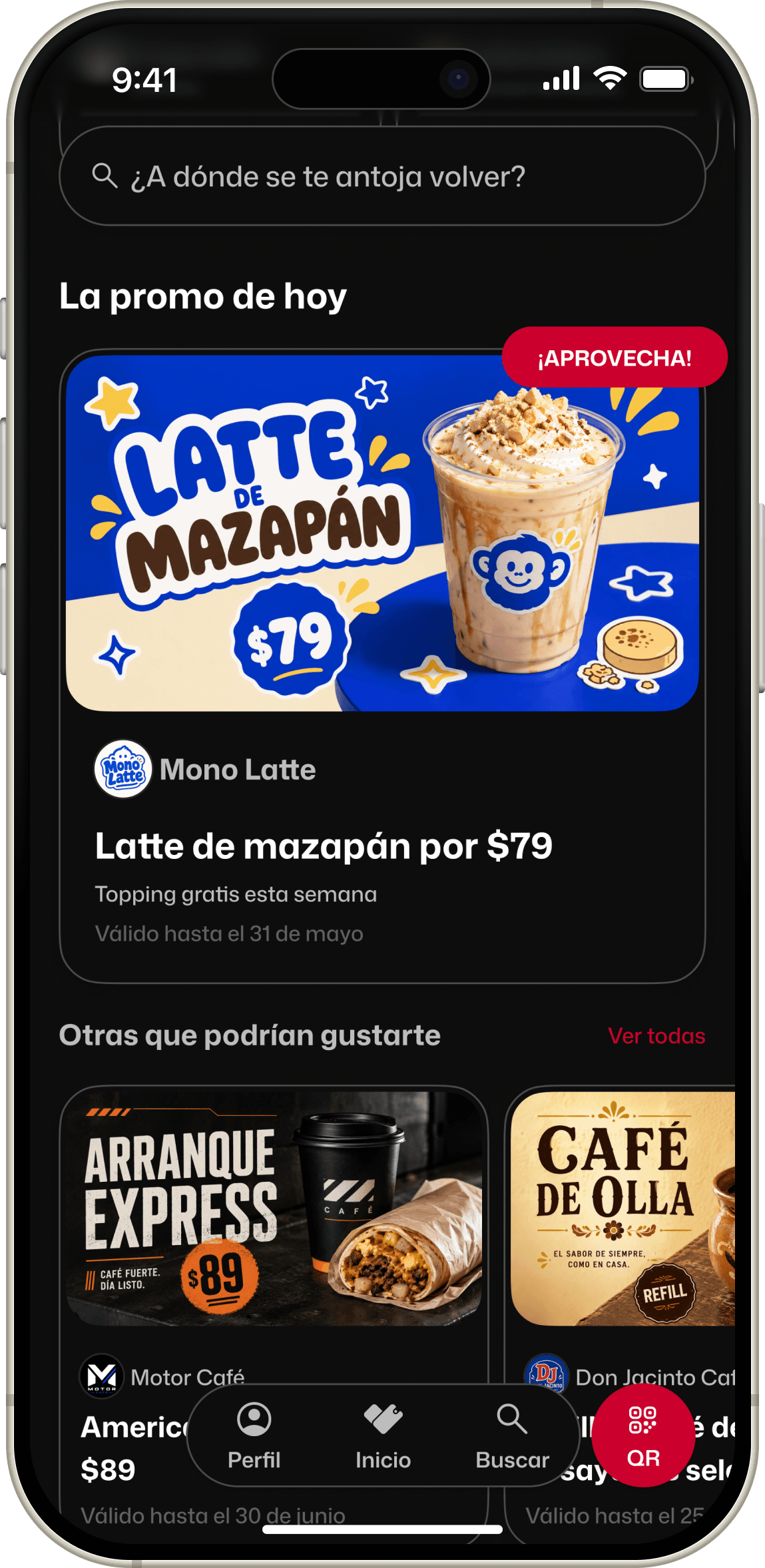 Pantalla de publicaciones de Tarjeto